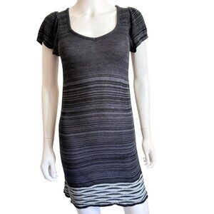 Xhilaration Dress Womens S Gray Space Dye Variegated Knit Puff Sleeve Mini USA